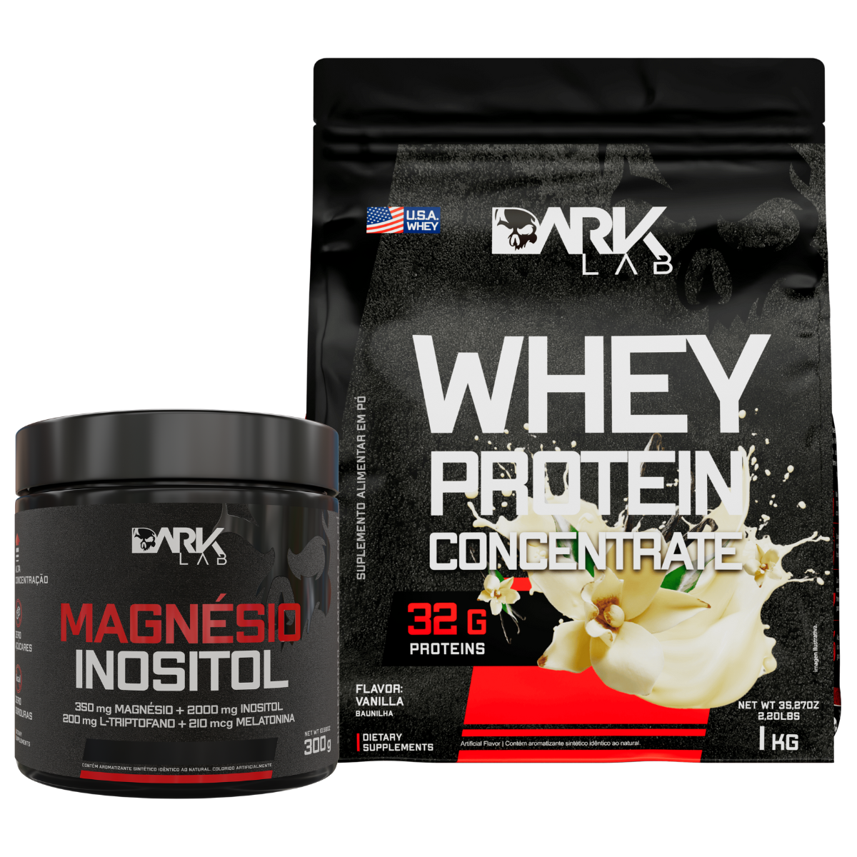 Magnésio Inositol 300g + Whey Protein Concentrado 1KG