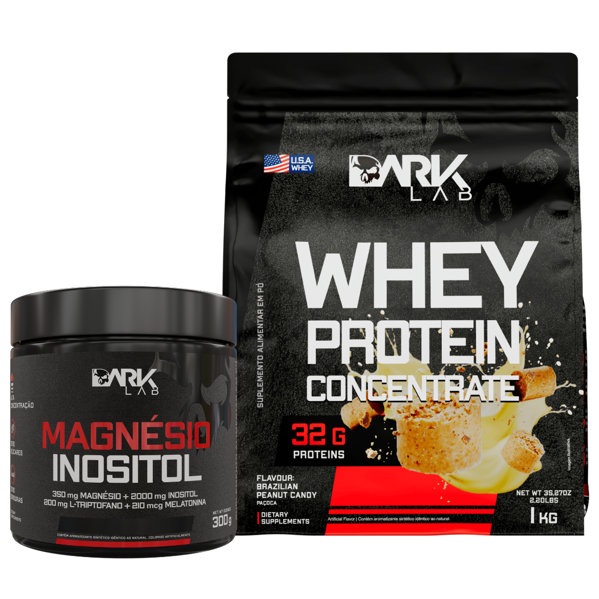 Magnésio Inositol 300g + Whey Protein Concentrado 1KG