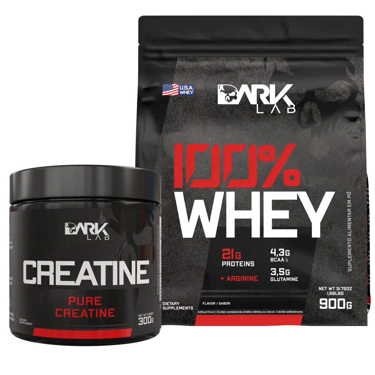 Kit 100% Whey Refil 900g + Creatina 300g