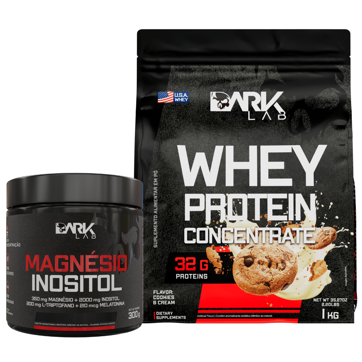 Magnésio Inositol 300g + Whey Protein Concentrado 1KG